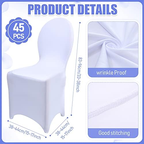 Macarrie 45 Pcs White Chair Covers for Weddings