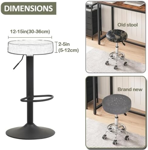 Bifaunvogel Round Bar Stool Covers Waterproof PU Gray Set of 4
