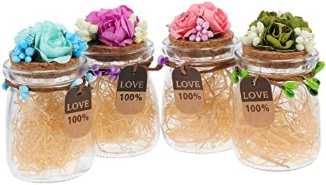 PRETYZOOM 4pcs Glass Candy Bottles for Wedding Favors and Storage