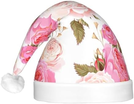 Floral Rose Pink Christmas Hat with LED Lights
