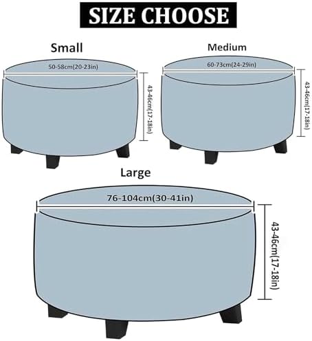 Velvet Plush Round Ottoman Slipcover with Elastic Bottom