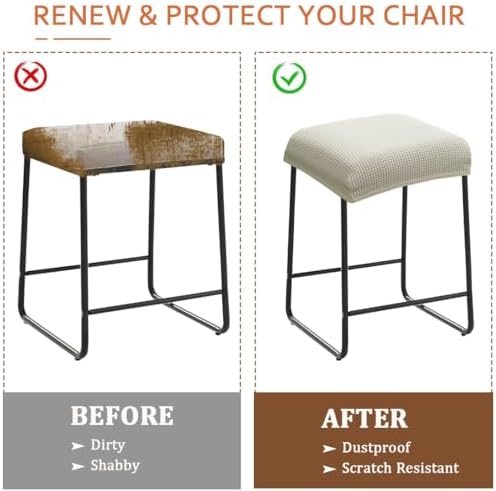 Levoberg Rectangle Bar Stool Cover Set of 2 Beige