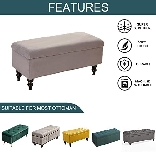Velvet Storage Ottoman Cover for Footstool and Bench 1