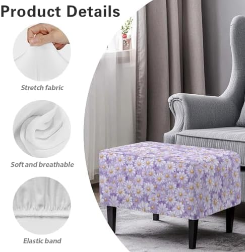 Cadowhimsy Purple Daisy Ottoman Cover