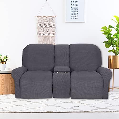 NILUOH Reclining Loveseat Cover with Console 8-Piece
