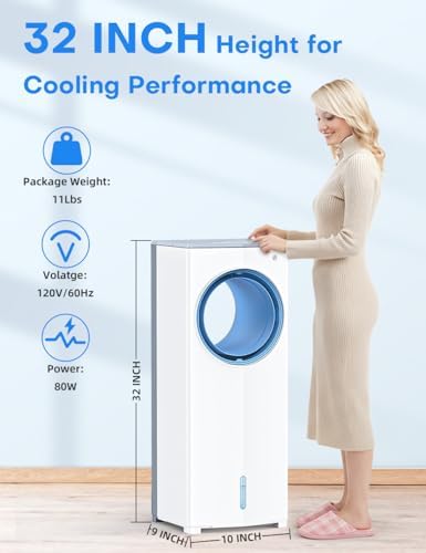 MYICY 32 Inch Bladeless Evaporative Air Cooler