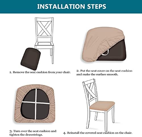 KRFOONN 4pcs Dining Chair Covers with Bench Protector Beige