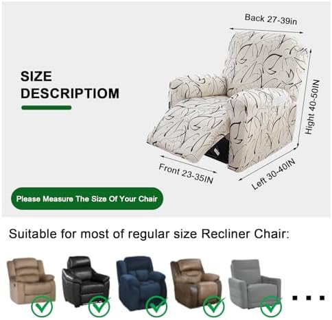 FUANGUI Recliner Chair Cover Set 4 Pieces