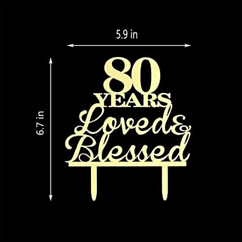 JIEEIN 80th Birthday Mirror Gold Acrylic Cake Topper