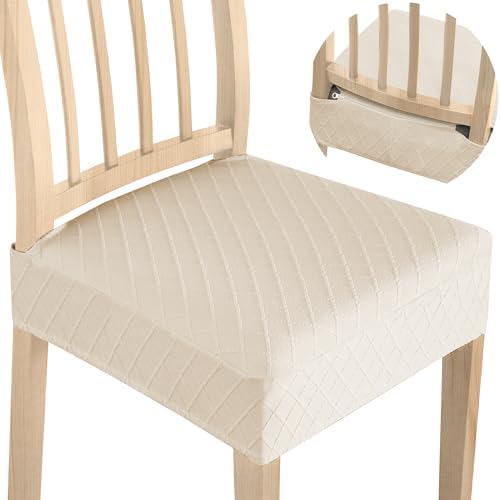 Dining Chair Covers Set of 4 with Zipper and Elastic Edges
