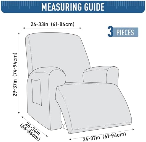 TAOCOCO Recliner Chair Cover 3-Piece Set Charcoal Gray