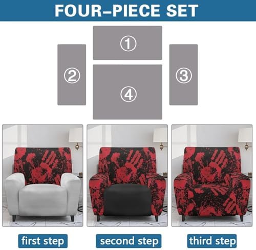 Blood Recliner Slipcovers with Arms 4 Piece Furniture Protector