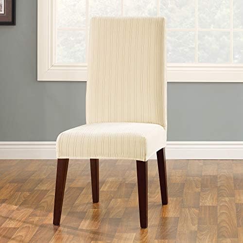 SureFit Stretch Pinstripe Dining Chair Slipcover Cream