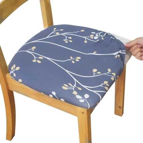 Eeaivnm Blue Flower Stretch Chair Covers Set of 4
