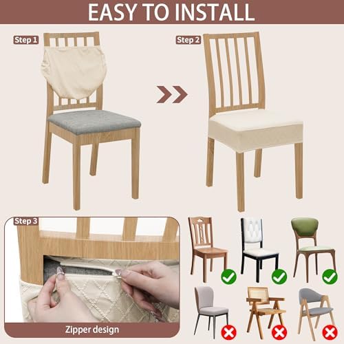 Dining Chair Covers Set of 4 with Zipper and Elastic Edges
