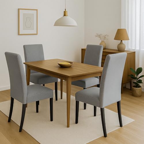 Light Grey Dining Chair Slipcover Set of 4 1