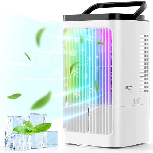 HUSUIME Portable Air Cooler with 4 Speeds and Touch Screen - White