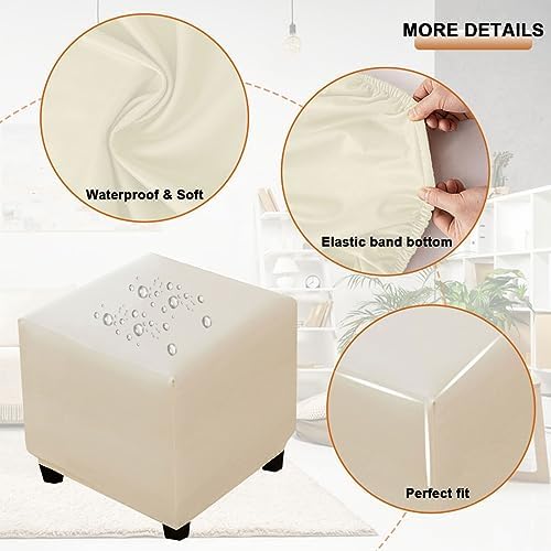 Waterproof PU Square Ottoman Cover with Elastic Bottom