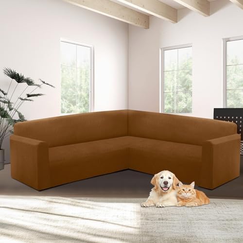 HDCAXKJ L Shape Sectional Sofa Cover Caramel X-Large