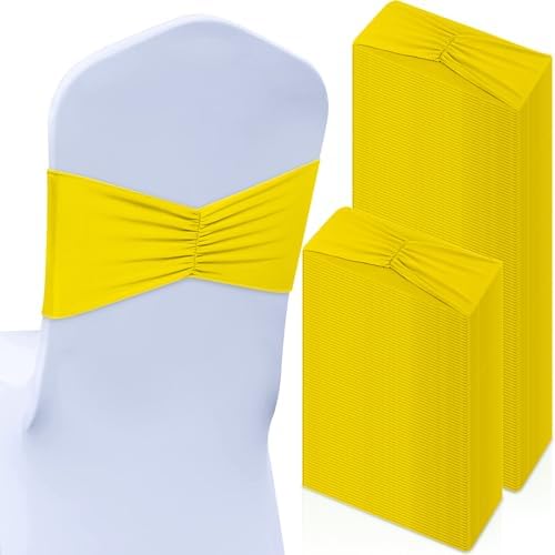 Moukeren 100 Pcs Spandex Chair Sashes for Weddings and Parties