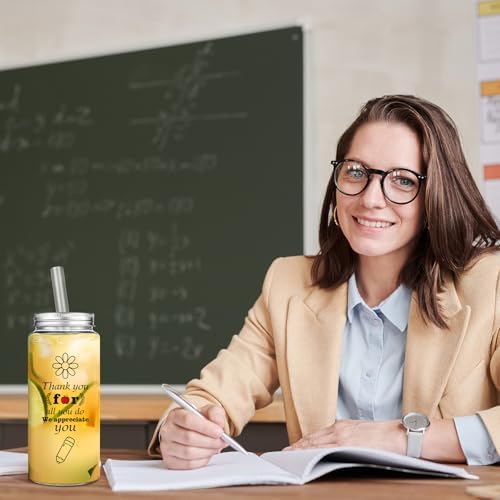 Skylety 24 Pack Reusable Teacher Appreciation Cups with Lids and Straws