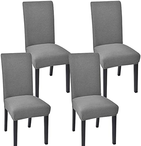 Light Grey Dining Chair Slipcover Set of 4 1