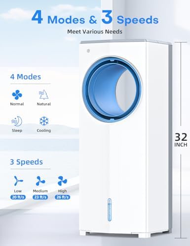 MYICY 32 Inch Bladeless Evaporative Air Cooler
