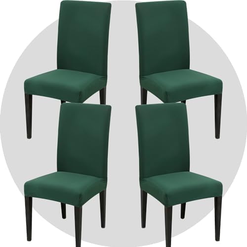 DLMWELL Stretchable Dining Chair Covers Set of 4 Dark Green