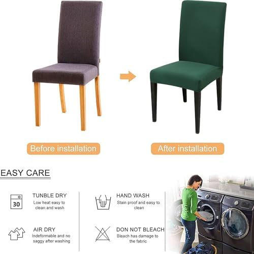 DLMWELL Stretchable Dining Chair Covers Set of 4 Dark Green