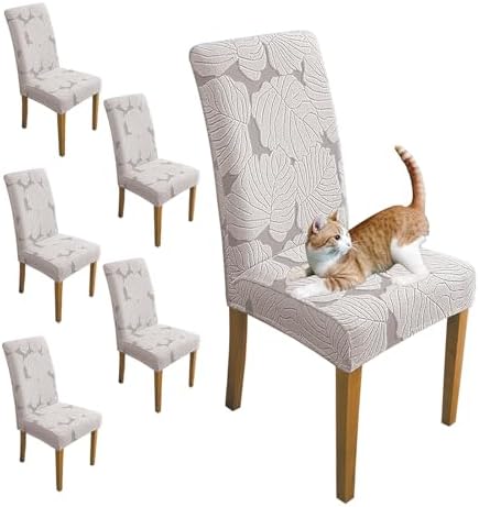 Oloepfo Dining Chair Covers Set of 6 Light Grey