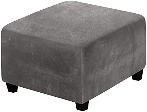 Velvet Square Ottoman Cover with Elastic Bottom