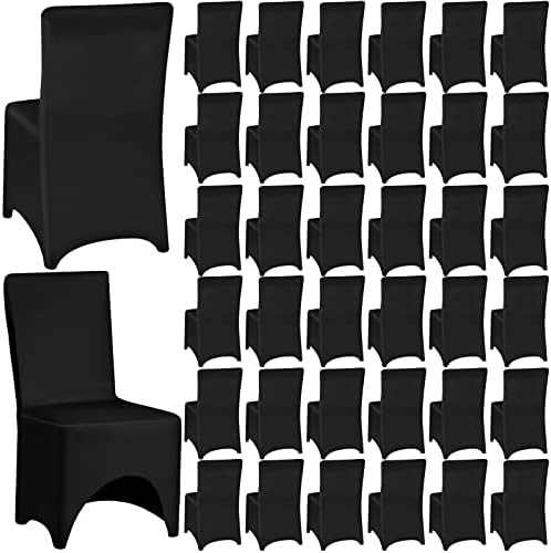 Tudomro 50 Pcs Black Polyester Spandex Chair Covers