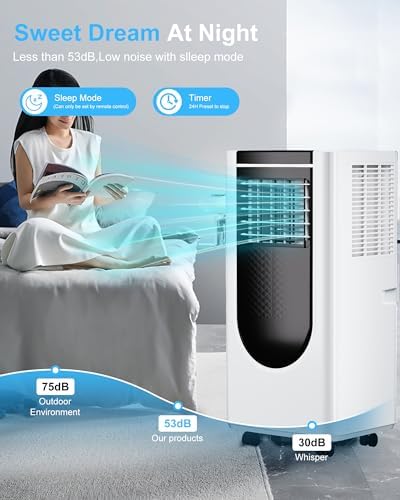 8000 BTU Portable Air Conditioner with 4 Modes and Remote Control