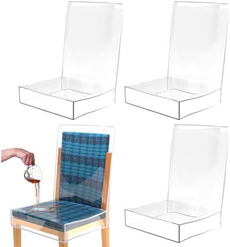 Cosmos 4 Pcs Clear PVC Dining Chair Covers with Backrests
