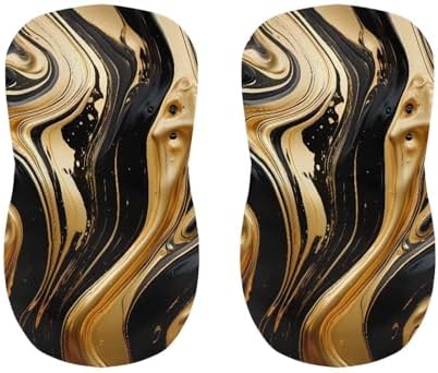 Black Gold Marble Stool Covers 2 Pack with Waterproof Pad