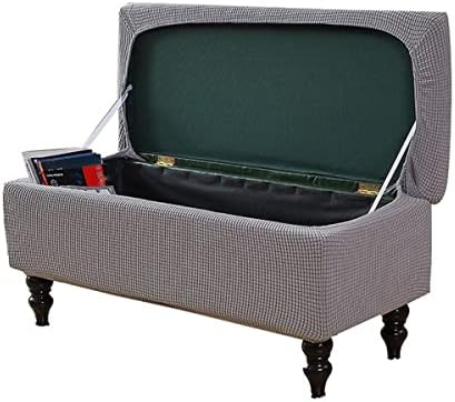 Rectangle Storage Ottoman Cover with Lid - Light Grey