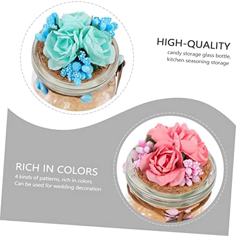 PRETYZOOM 4pcs Glass Candy Bottles for Wedding Favors and Storage