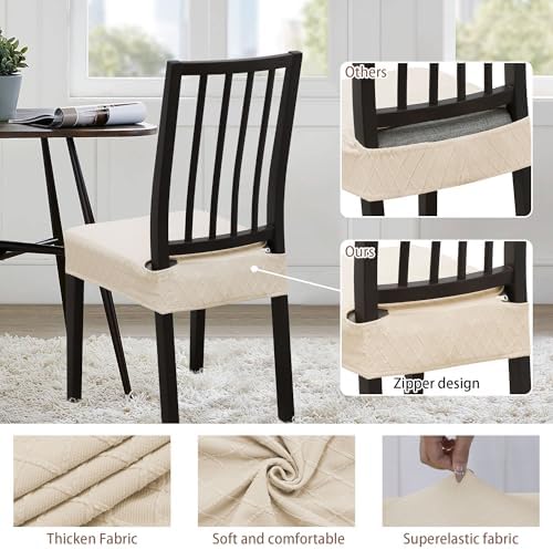 Dining Chair Covers Set of 4 with Zipper and Elastic Edges