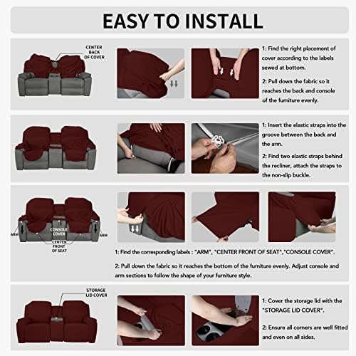 Easy-Going 1 Piece Stretch Reclining Loveseat Cover with Middle Console Storage