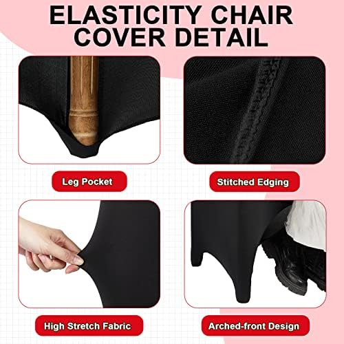 Tudomro 50 Pcs Black Polyester Spandex Chair Covers
