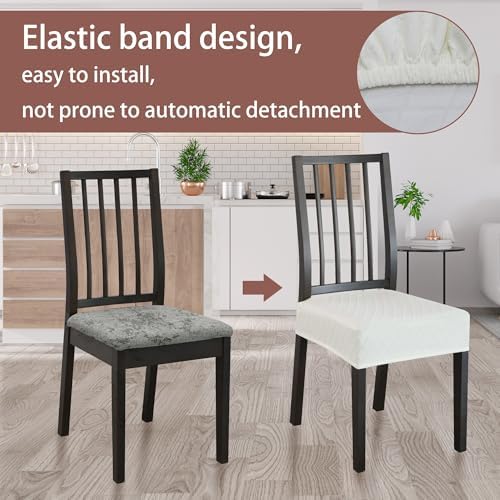 Dining Chair Covers Set of 2 Stretch Jacquard Seat Covers with Zipper
