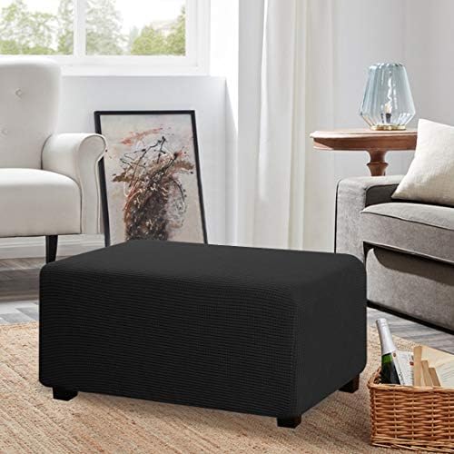 PrimeBeau Rectangle Ottoman Slipcover Black
