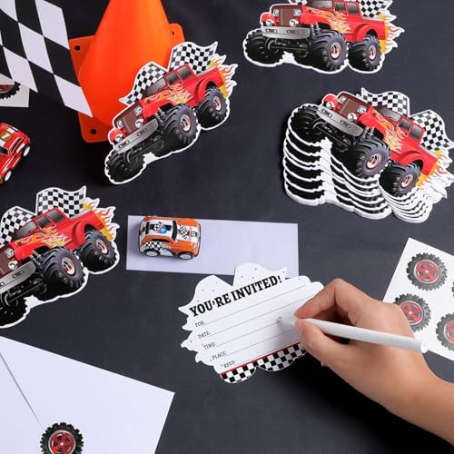 30 Piece Monster Truck Birthday Party Invitations Set