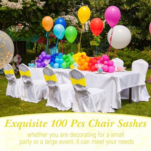 Moukeren 100 Pcs Spandex Chair Sashes for Weddings and Parties