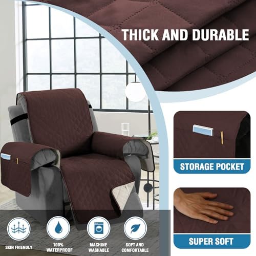 HVERSAILTEX Waterproof Recliner Cover with Storage Pockets