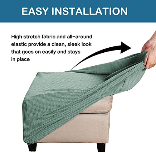 RHYII Ottoman Covers Slipcover Square Jacquard Fabric Footstool Protector