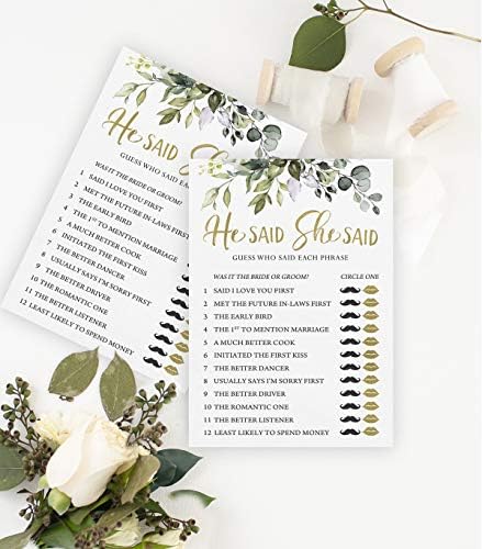 Printed Party Bridal Shower Games with Trivia for 50 Guests