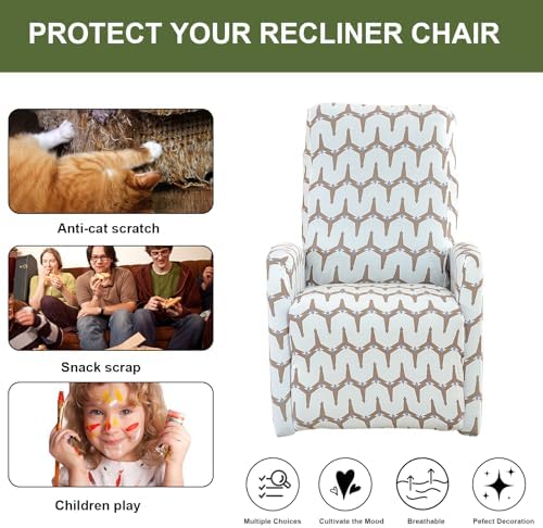 Recliner Chair Covers 4-Piece Stretch Slipcover with Storage Pockets