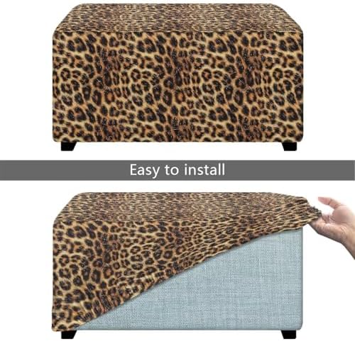 Talayituse Brown Leopard Print Stretch Velvet Stool Cover 1