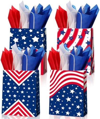 JOYGATHER 24 Pcs Patriotic Party Favor Bags